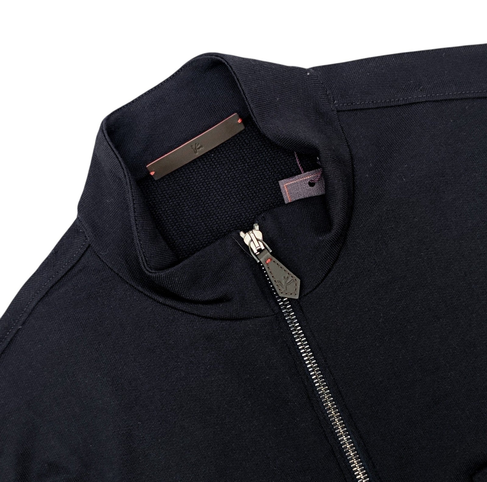 $1750 ISAIA NAPOLI Dark Blue Bomber Track Jacket Knit Wool Size S