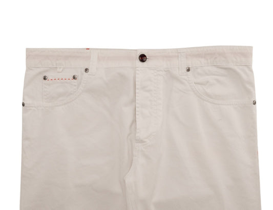 690$ ISAIA NAPOLI White Denim Jeans 5 Pockets Pant Cotton 38 US / 54 EU R