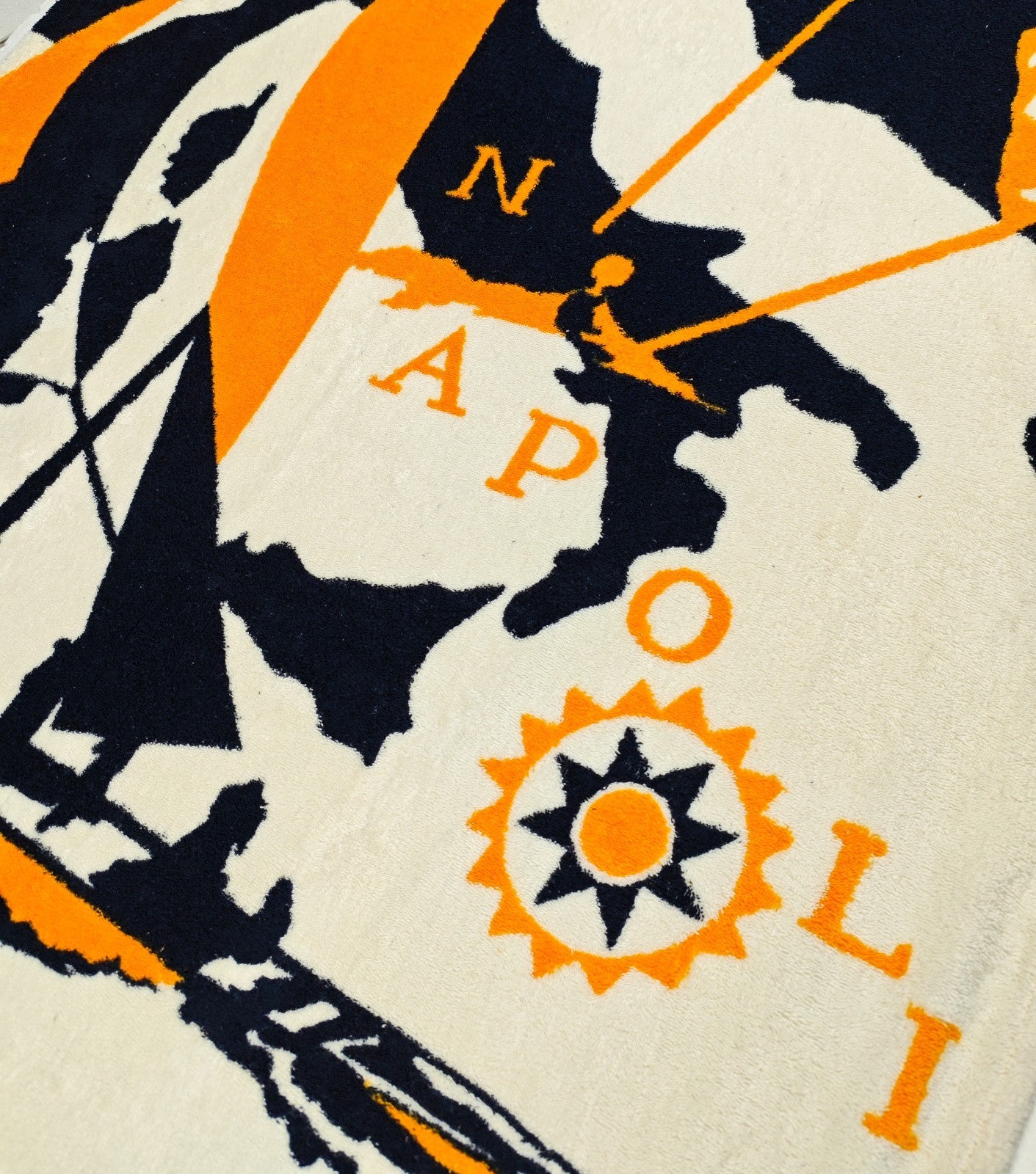550$ RUBINACCI "Napoli " Nautical Beach Towel 100x180 cm Orange / Blue