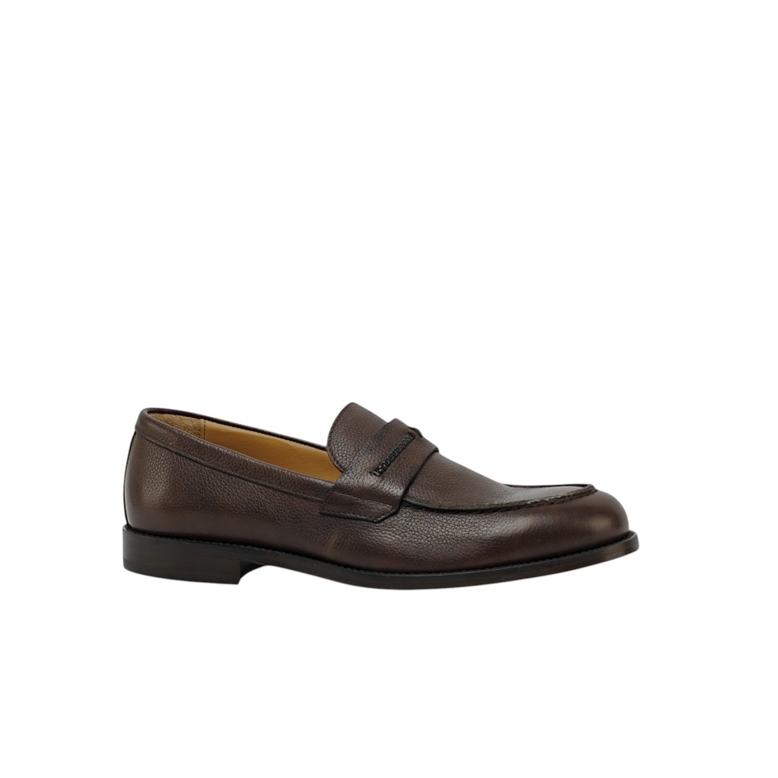 $1200 TESTONI "Numana" Loafer Shoes Soft Grain Calf Brown Cigar