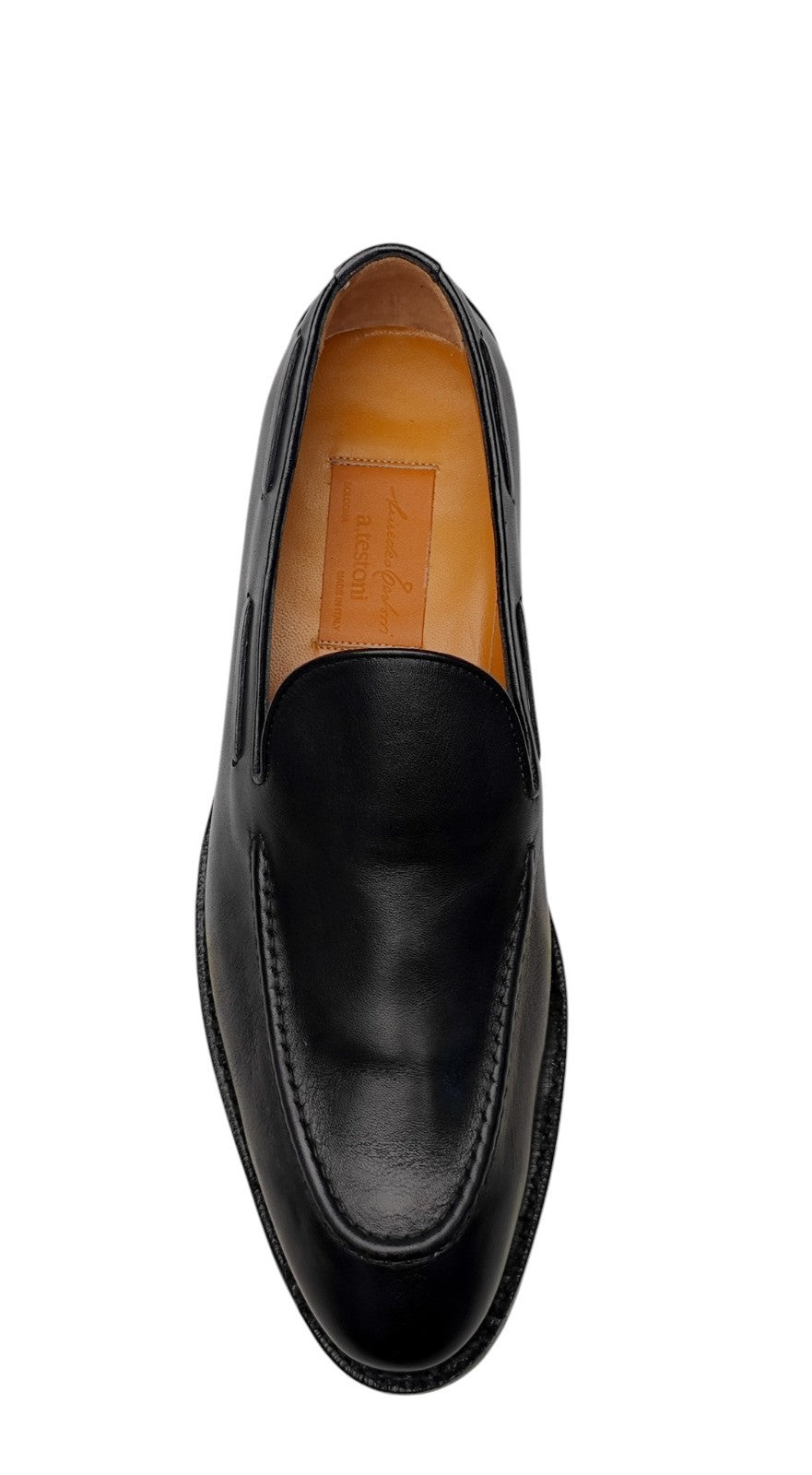 1350$ TESTONI "Piuma" Loafer Shaded Calf Concrete / Black 8 UK / 9 US / 42 IT