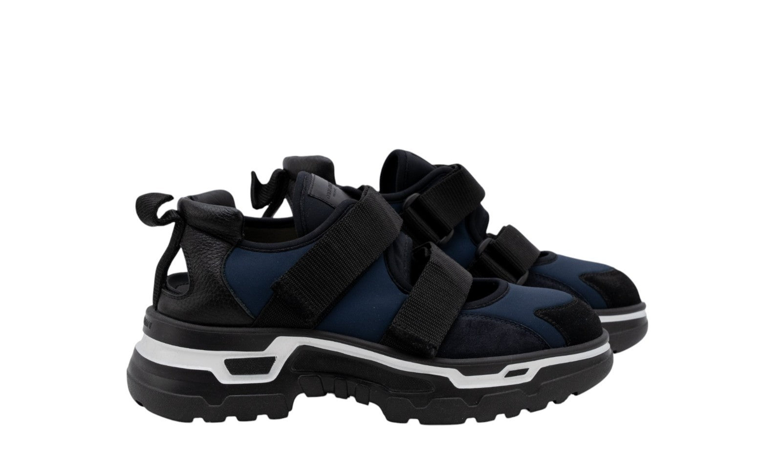 1450$ GIORGIO ARMANI Sneakers Shoes Tech Suede Strapped Blue Black Lug Sole