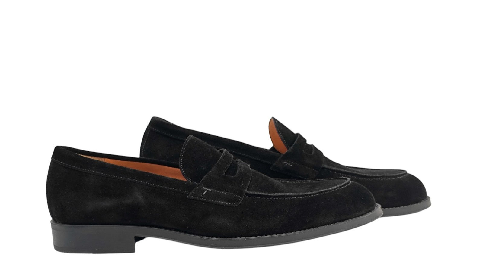1250$ TESTONI Casual Loafer Shoes Suede Calf Black 8 UK / 9 US / 42 IT