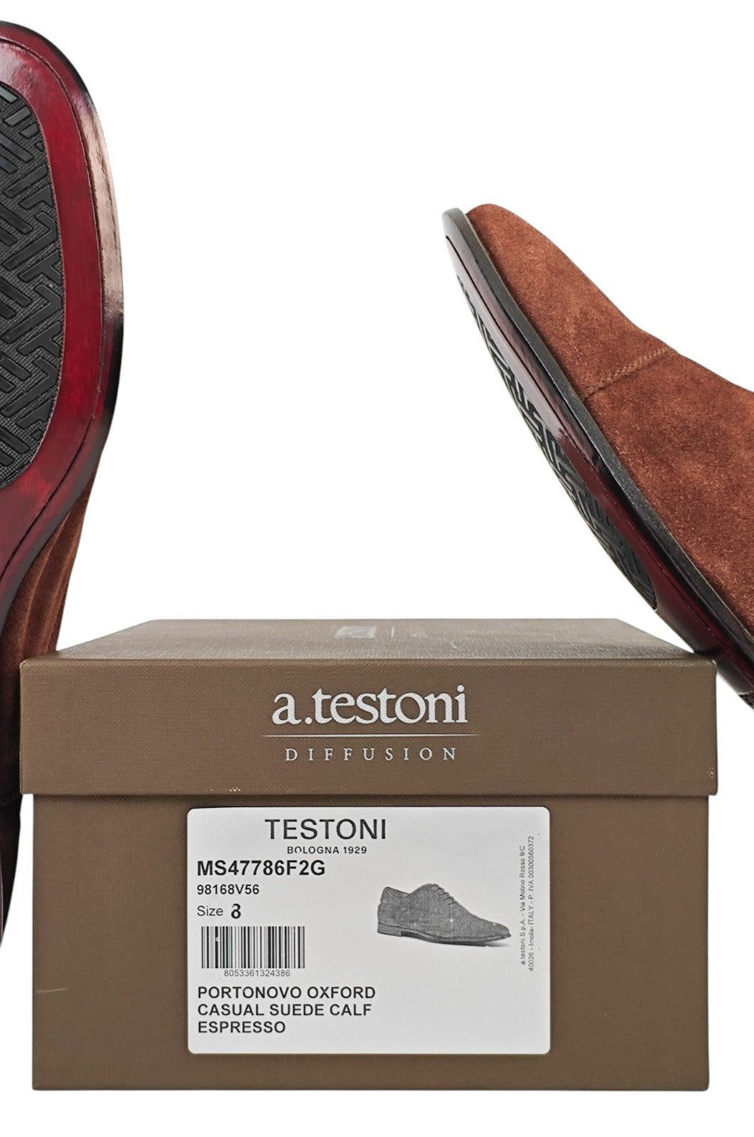 950$ TESTONI " Portonovo " Oxford Shoes Suede Espresso 8 UK / 9 US / 42 IT