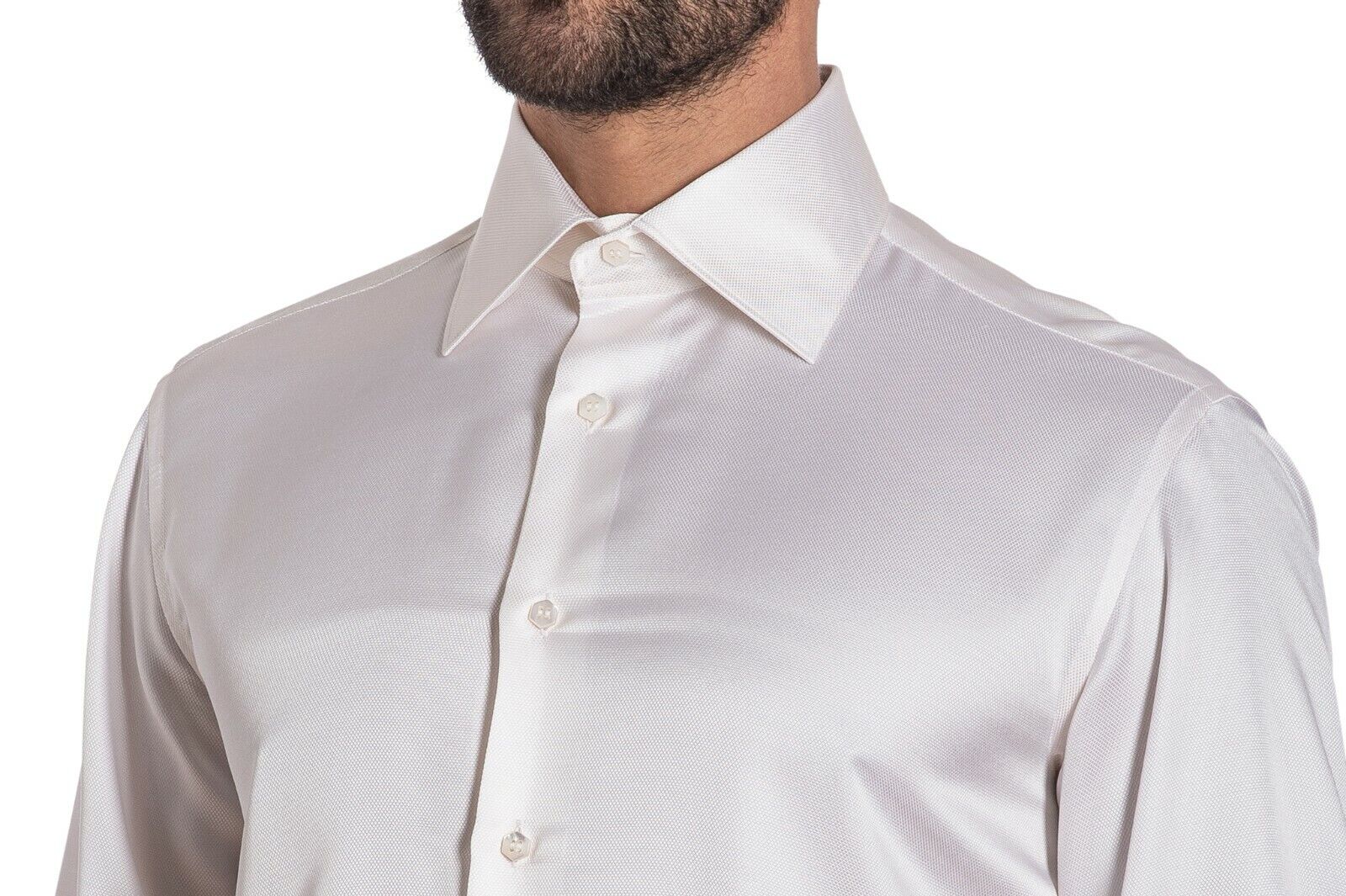 ITALIAN LUXURY 1400$ GERLIN Shirt 100% Silk Ivory ZILLI