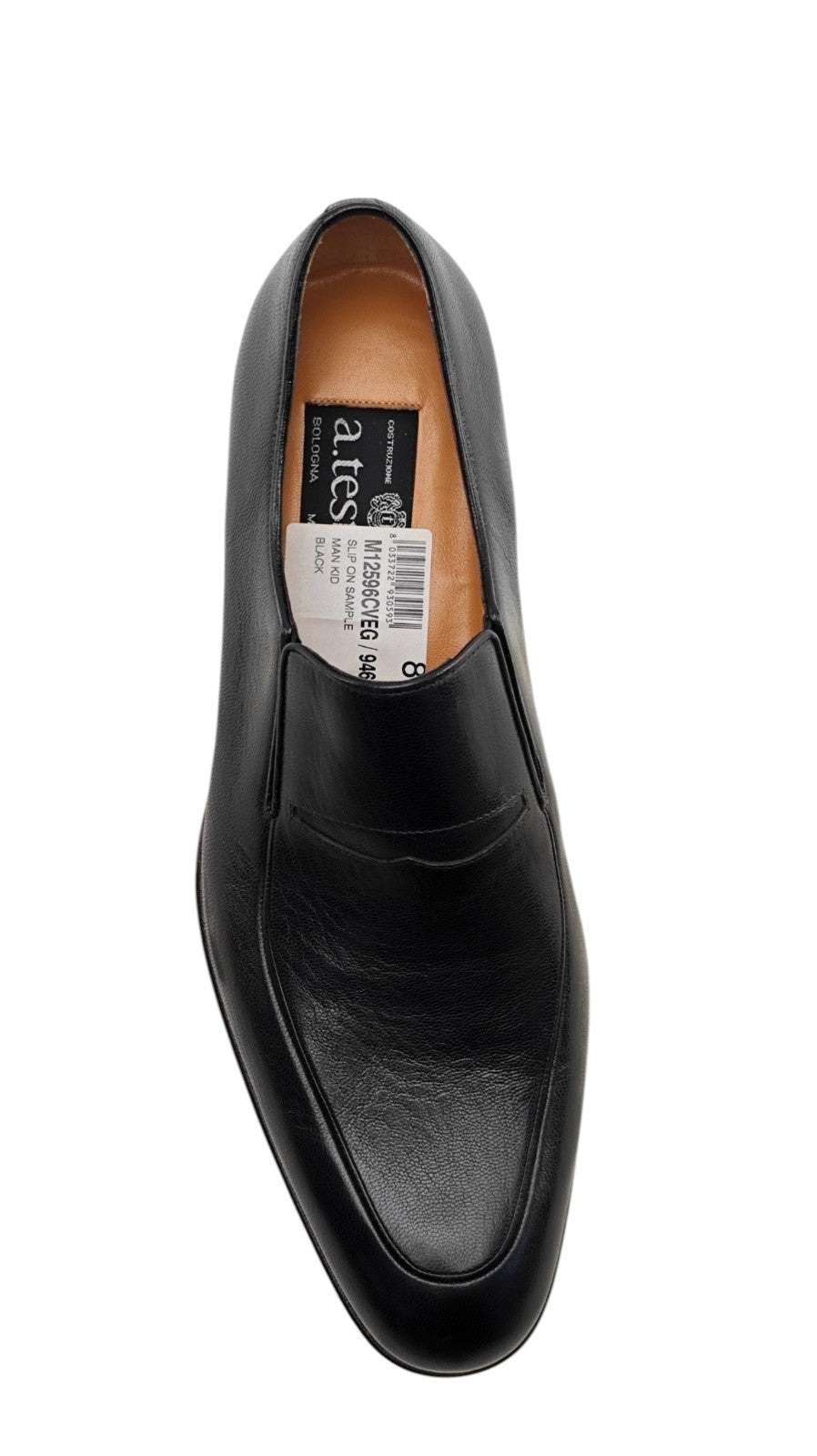 1300$ TESTONI BOLOGNESE CONSTRUCTION Black SlipOn Shoes Calf 8 UK / 9 US / 42 IT