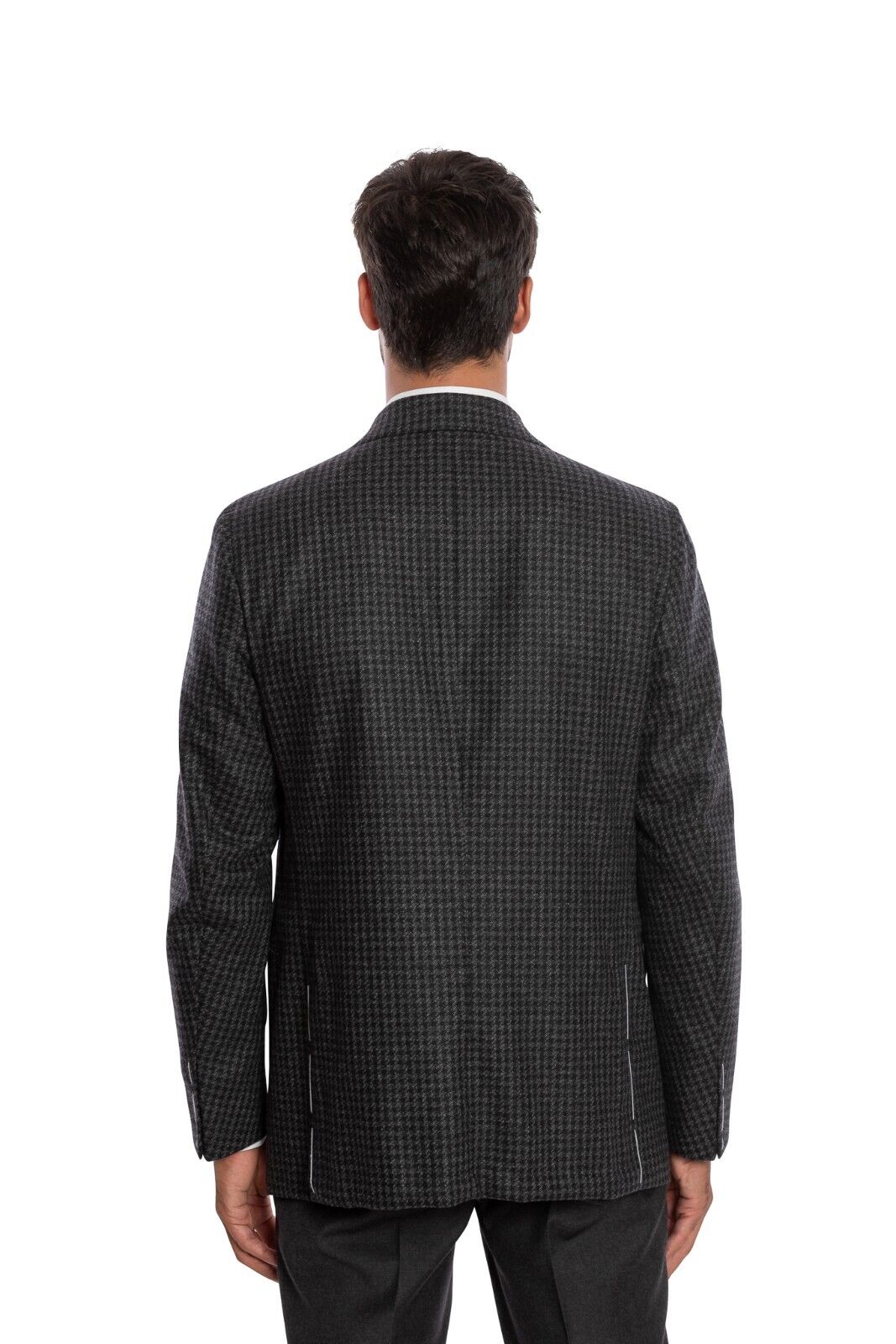 $2200 LUIGI BORRELLI "FIRENZE" Hand-Sewn Gray Jacket Cashmere Mohair Houndstooth