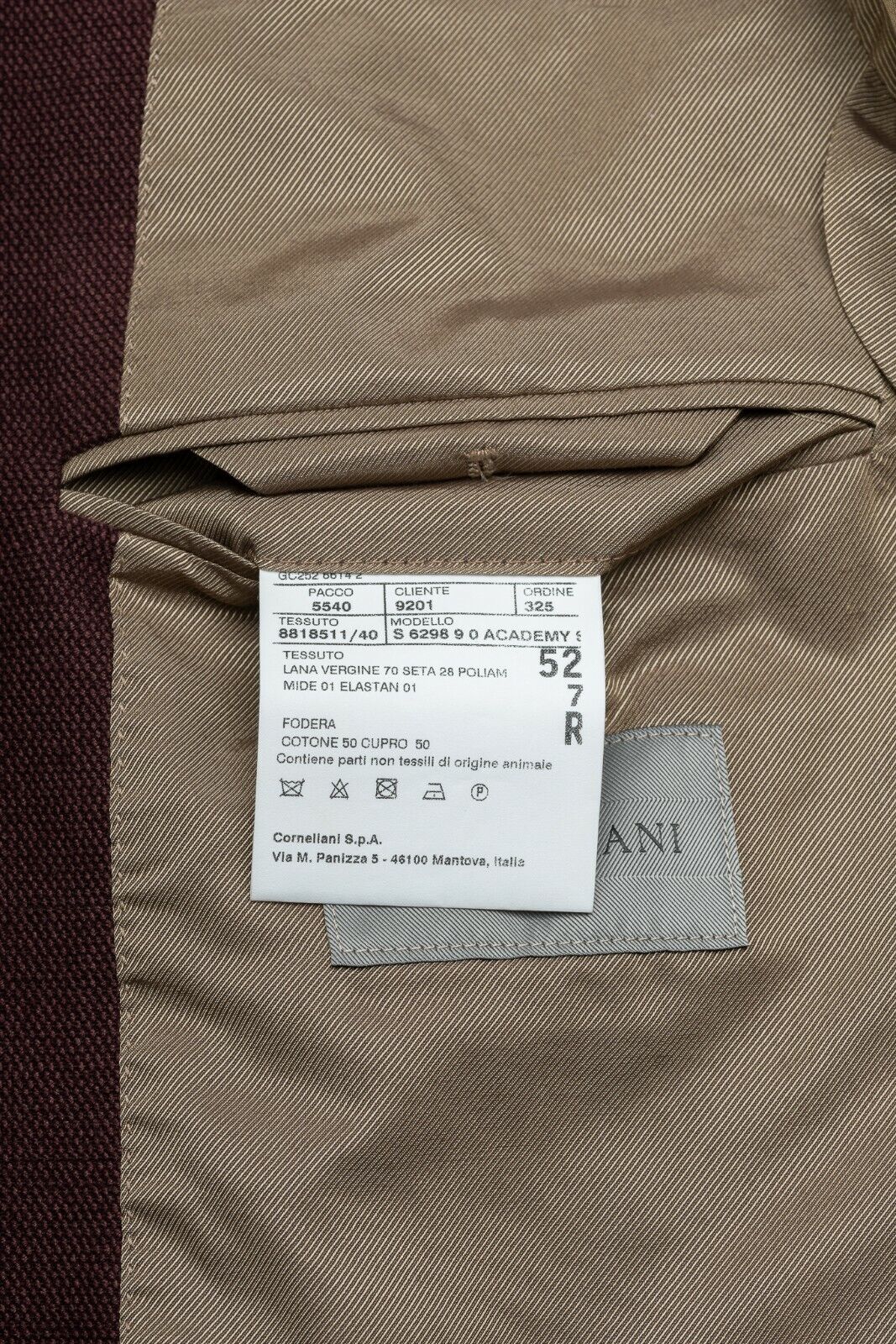 1450$ CORNELIANI Jacket Blazer Wine Wool Silk + Leather 42 US / 52 EU 7R Stretch