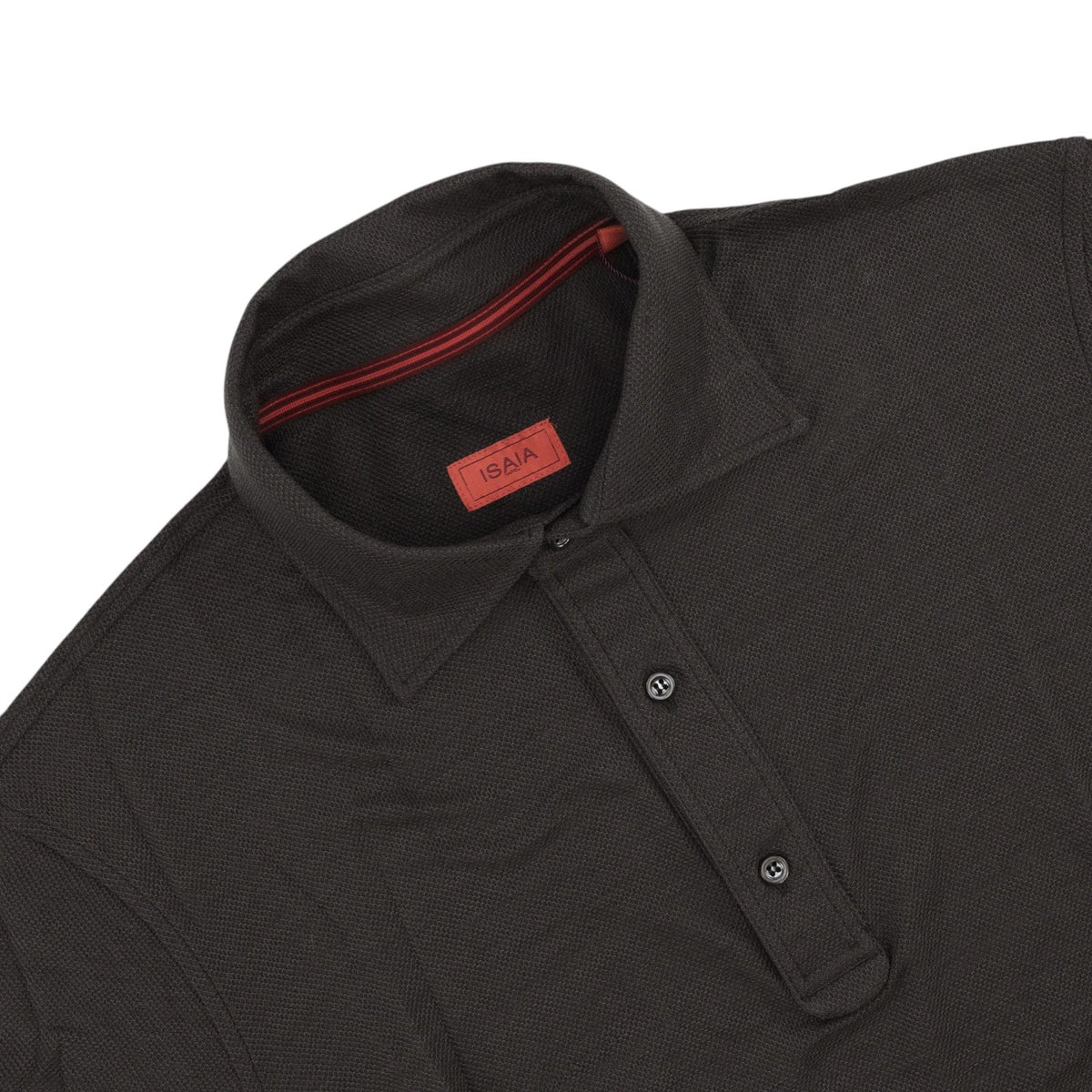 1200$ ISAIA NAPOLI Dark Brown Hand-Sewn Polo Jersey Knit Wool Merino Size S