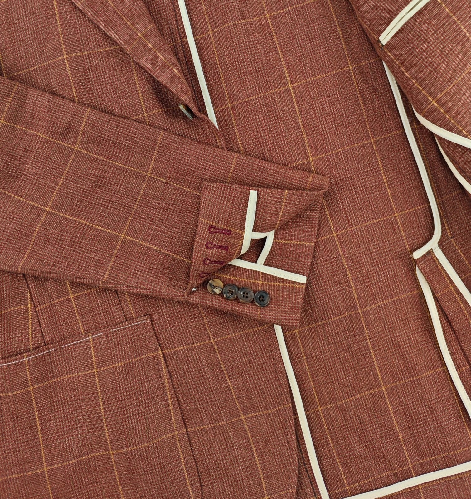 $1750 RUBINACCI NAPOLI Rust Unlined Jacket Sport Coat 100% Linen 40 US / 50 EU