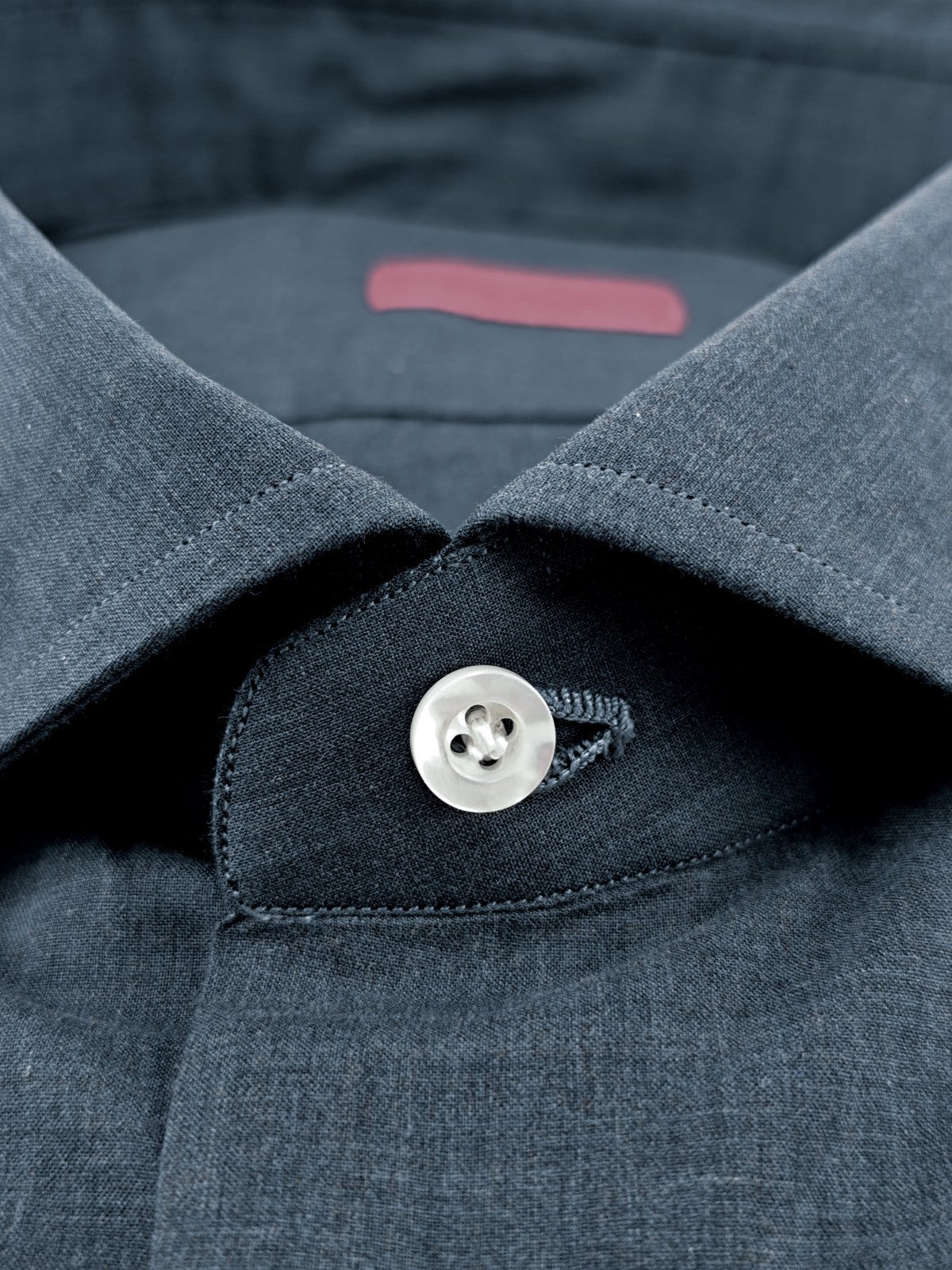 790$ ISAIA NAPOLI "Mix" Steel Blue Solid Dress Shirt Hand-Sewn Fine Cotton