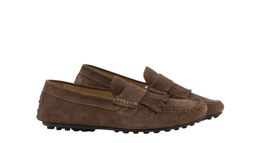 1200$ TESTONI "Piuma" Driver Loafer Shoes Suede Calf Navy 8 UK 9 US / 42 IT