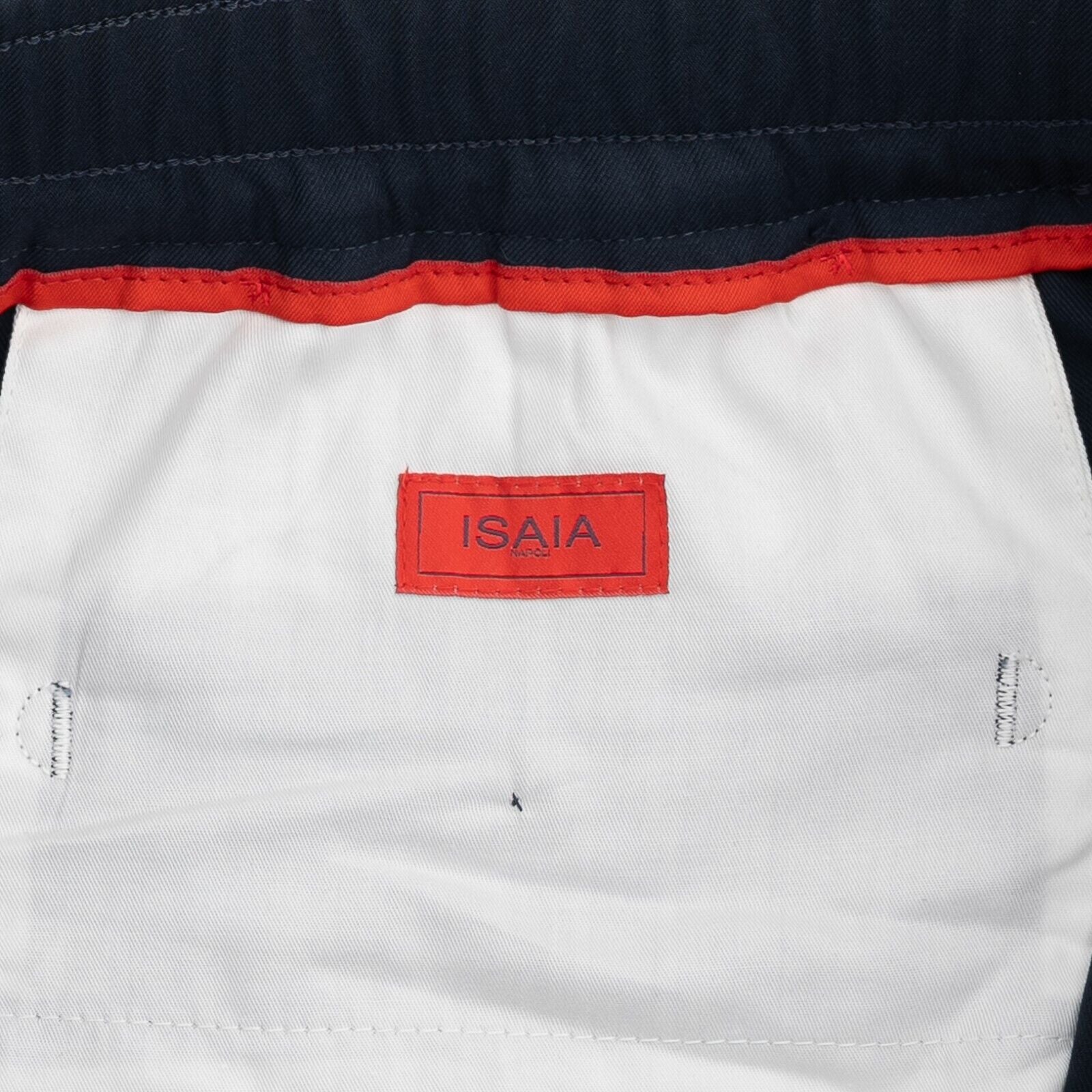 1100$ ISAIA NAPOLI "Iconic" Dark Blue Drawstring Trousers Pant Wool / Cotton