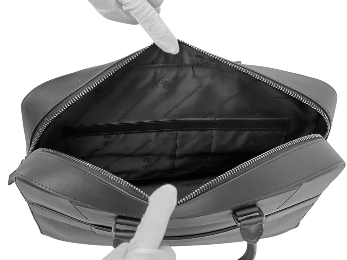 1240$ PINEIDER FIRENZE "Metro Smooth" Black Calf PC Briefcase Bag Document Case