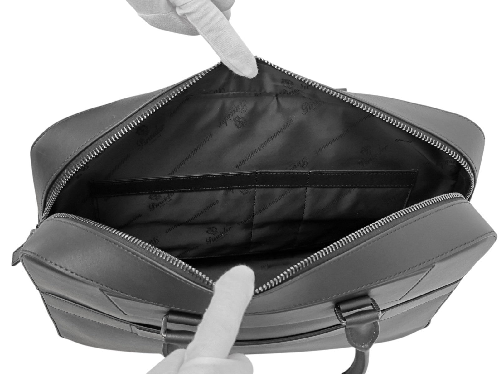 1240$ PINEIDER FIRENZE "Metro Smooth" Black Calf PC Briefcase Bag Document Case