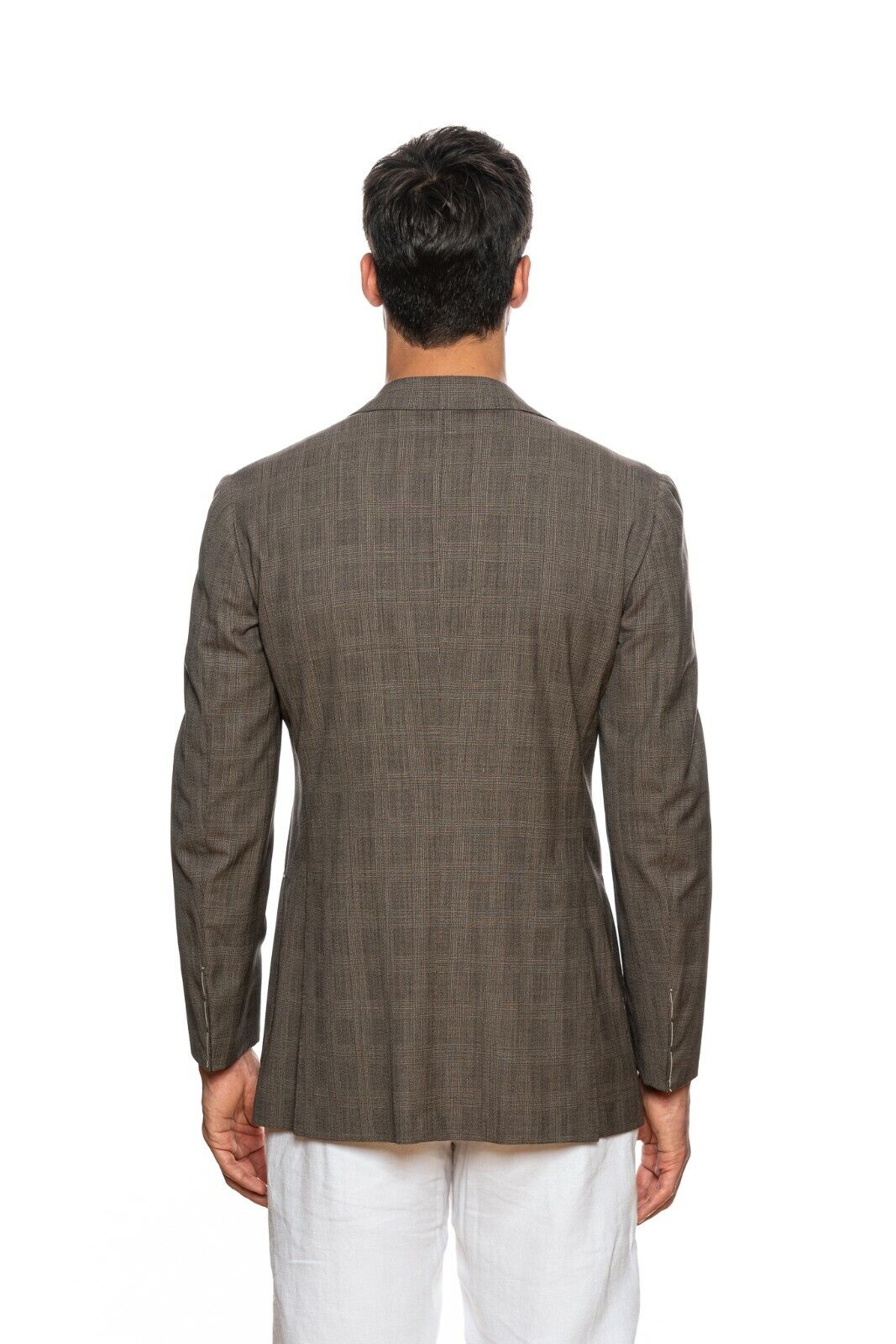 SARTORIA PARTENOPEA NAPOLI Dove Grey Check Wool 130's Jacket 40 US / 50 EU 7R