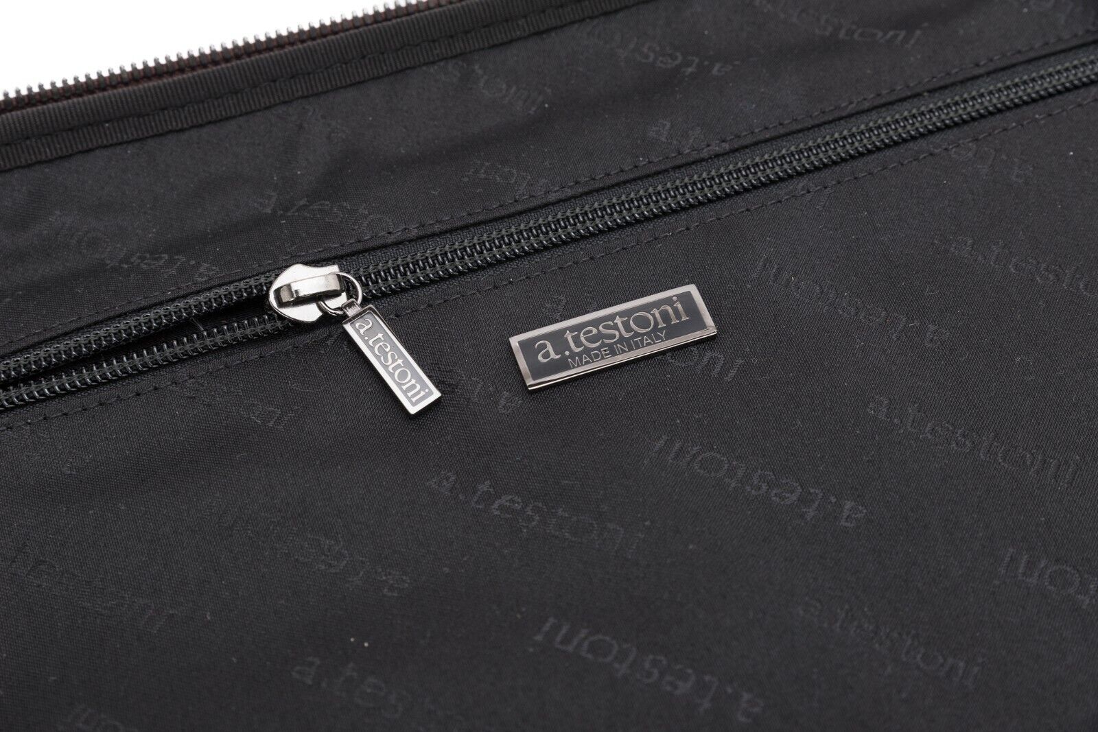 $740 Testoni Bologna Brown TAMPONATO Calf Clutch Bag / Document Holder PC case