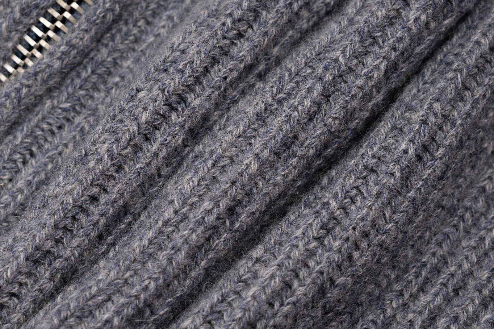 $2200 FEDELI Gray / Blue Cardigan Jacket Zip 100% Cashmere Malfilè 40 US / 50 EU