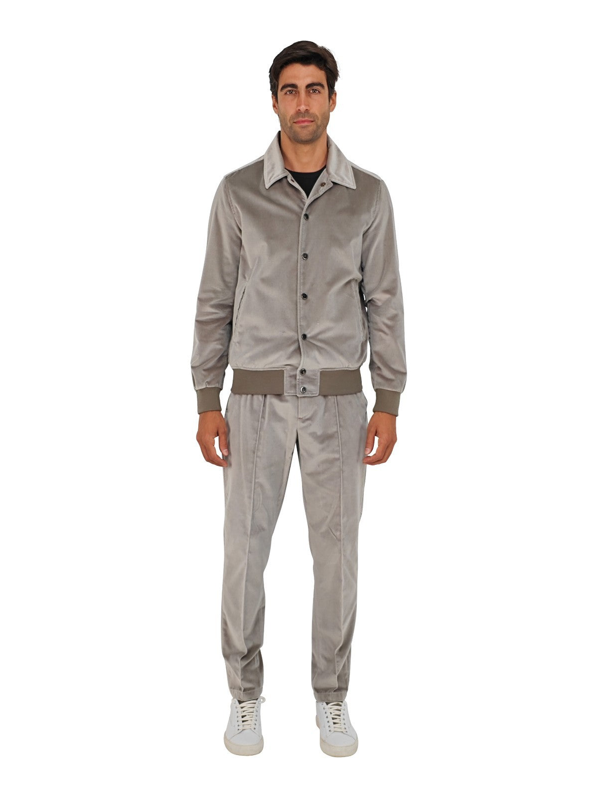 $6500 ISAIA NAPOLI "Amalfi" Gray Hand-Sewn College Tracksuit Velvet Cotton