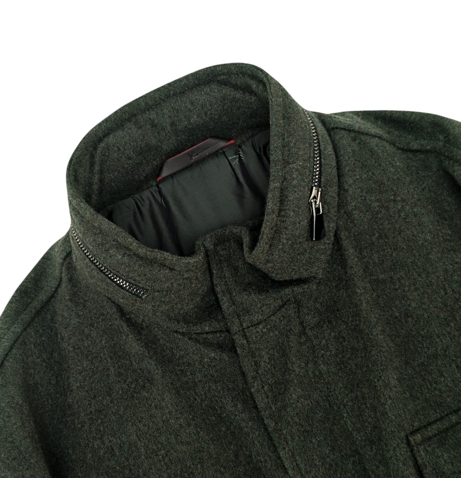 6200$ ISAIA NAPOLI Green Coulisse Zip Field Jacket 100% Cashmere 38 US / 48 EU