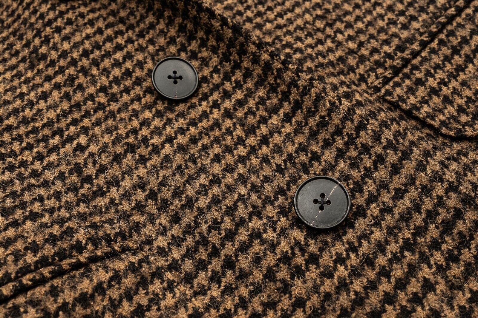$1300 EIDOS by ISAIA NAPOLI Brown Houndstooth Overcoat Wool Mohair 38 US / 48 EU