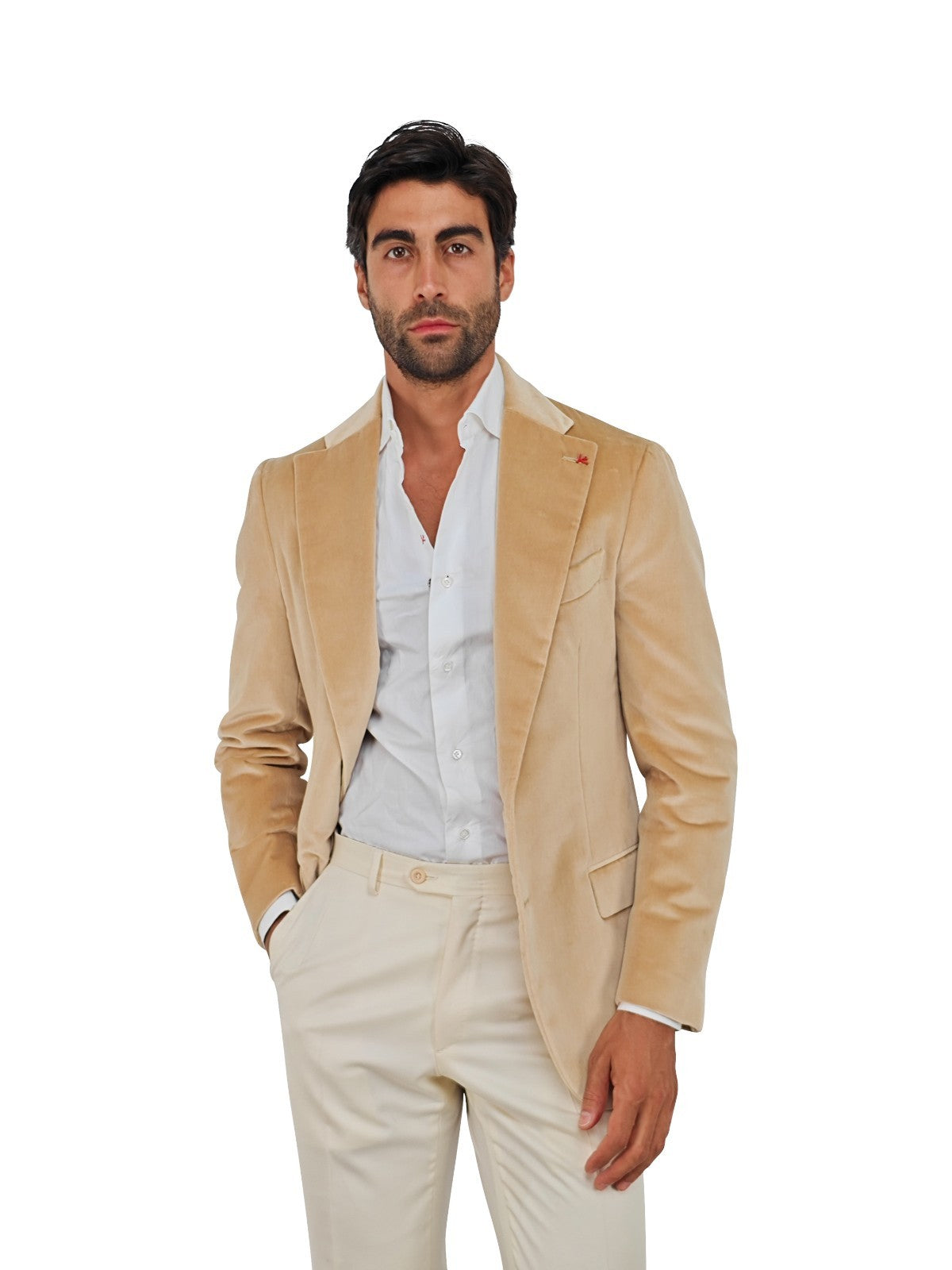 $5500 ISAIA NAPOLI "Amalfi" Champagne Hand Sewn Jacket Sport Coat Velvet Cotton