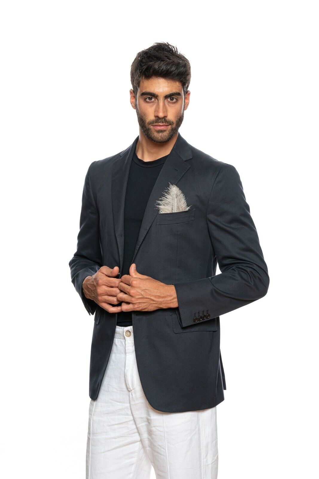 SARTORIA PARTENOPEA for SULKA Blue Navy Cashmere Cotton Jacket 40 US / 50 EU 7R