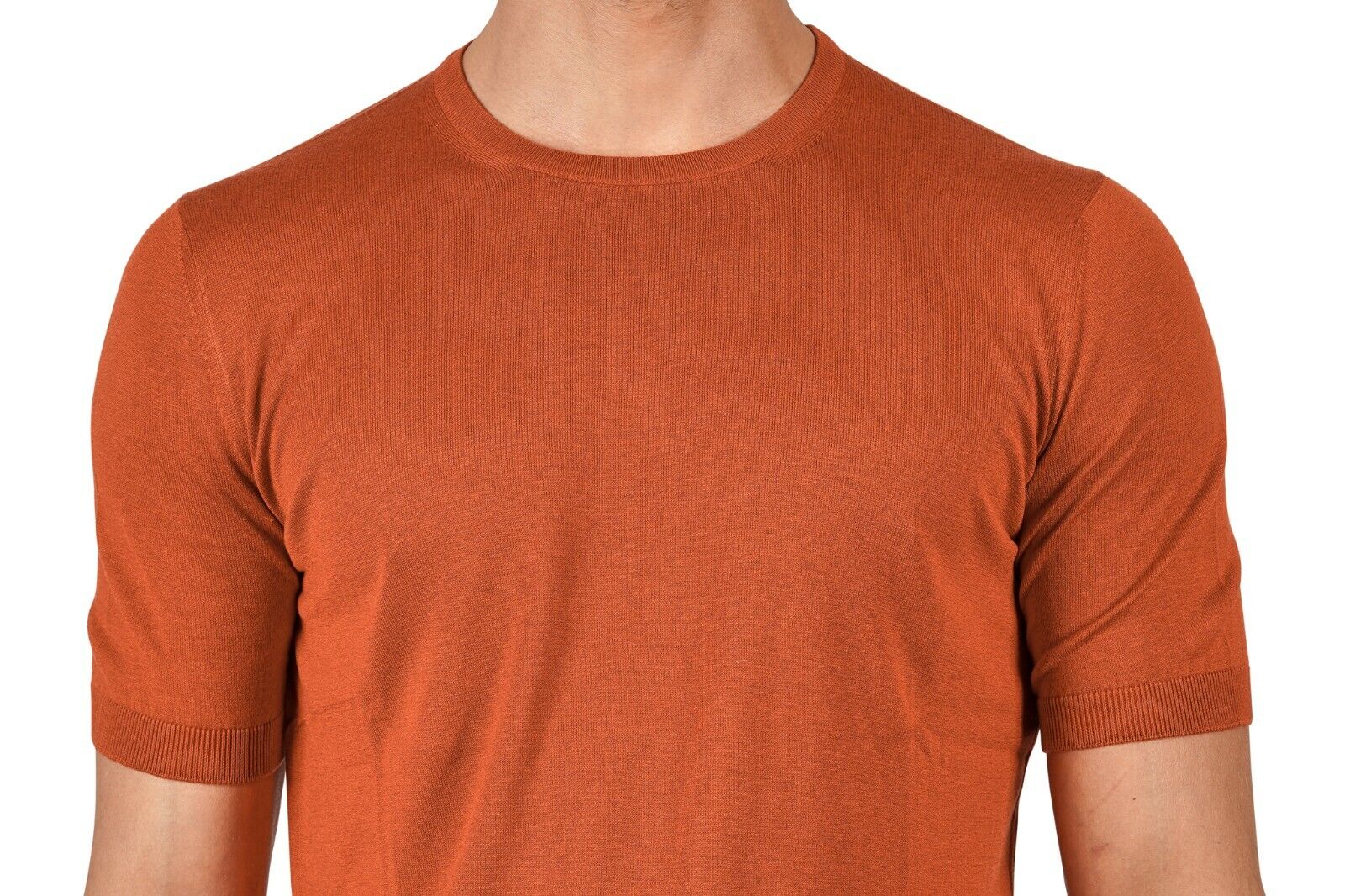 260$ Italian Luxury Knitwear GRAN SASSO Knit T-Shirt Sweater 100% Silk Rust