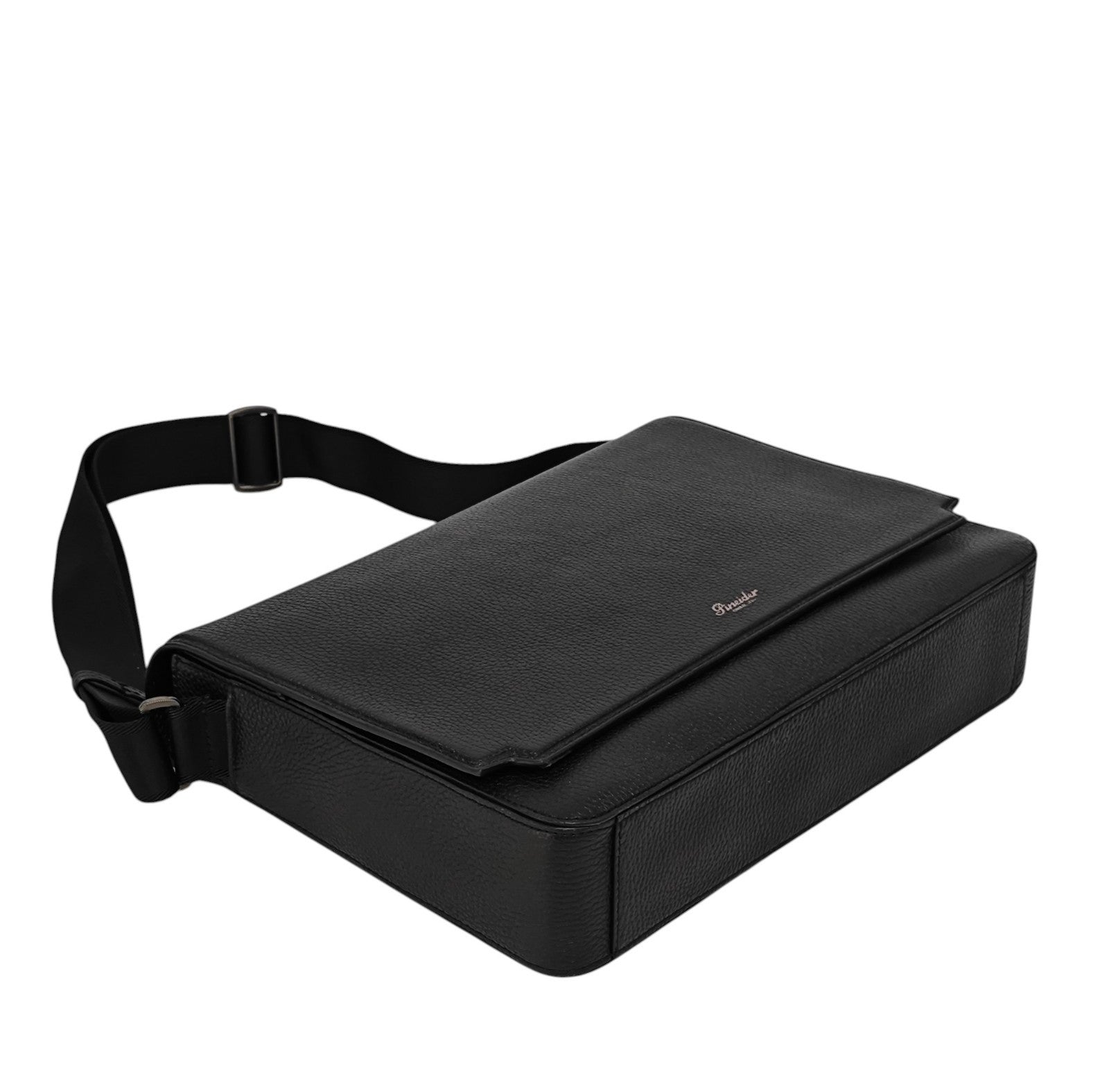 1050$ PINEIDER FIRENZE 1774 "Bottolato" Black Grain Calf Work Messenger Bag