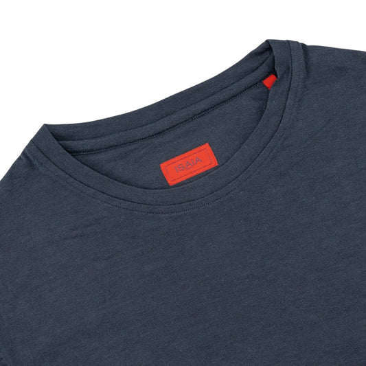 650$ ISAIA NAPOLI Pelleovo Cotton Jersey Blue Short Sleeve Handmade T-Shirt 2