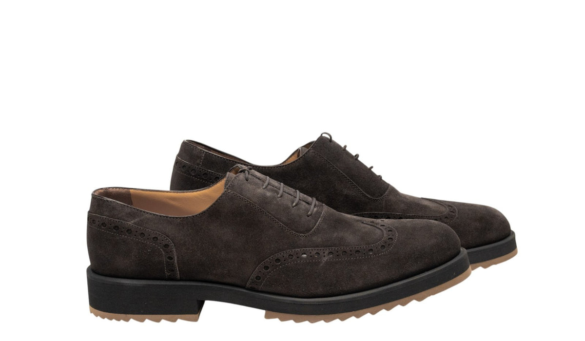 1000$ TESTONI "Pisa" Oxford Eco - Suede Brown Cigar 8 UK / 9 US / 42 IT