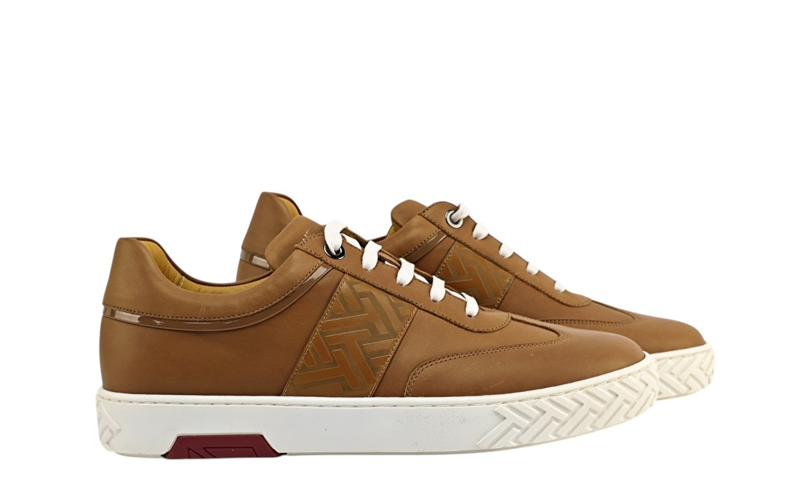 850$ TESTONI "Ravenna" Sneaker Shoes Interlocking Calf Brown 8 UK / 9 US / 42 IT