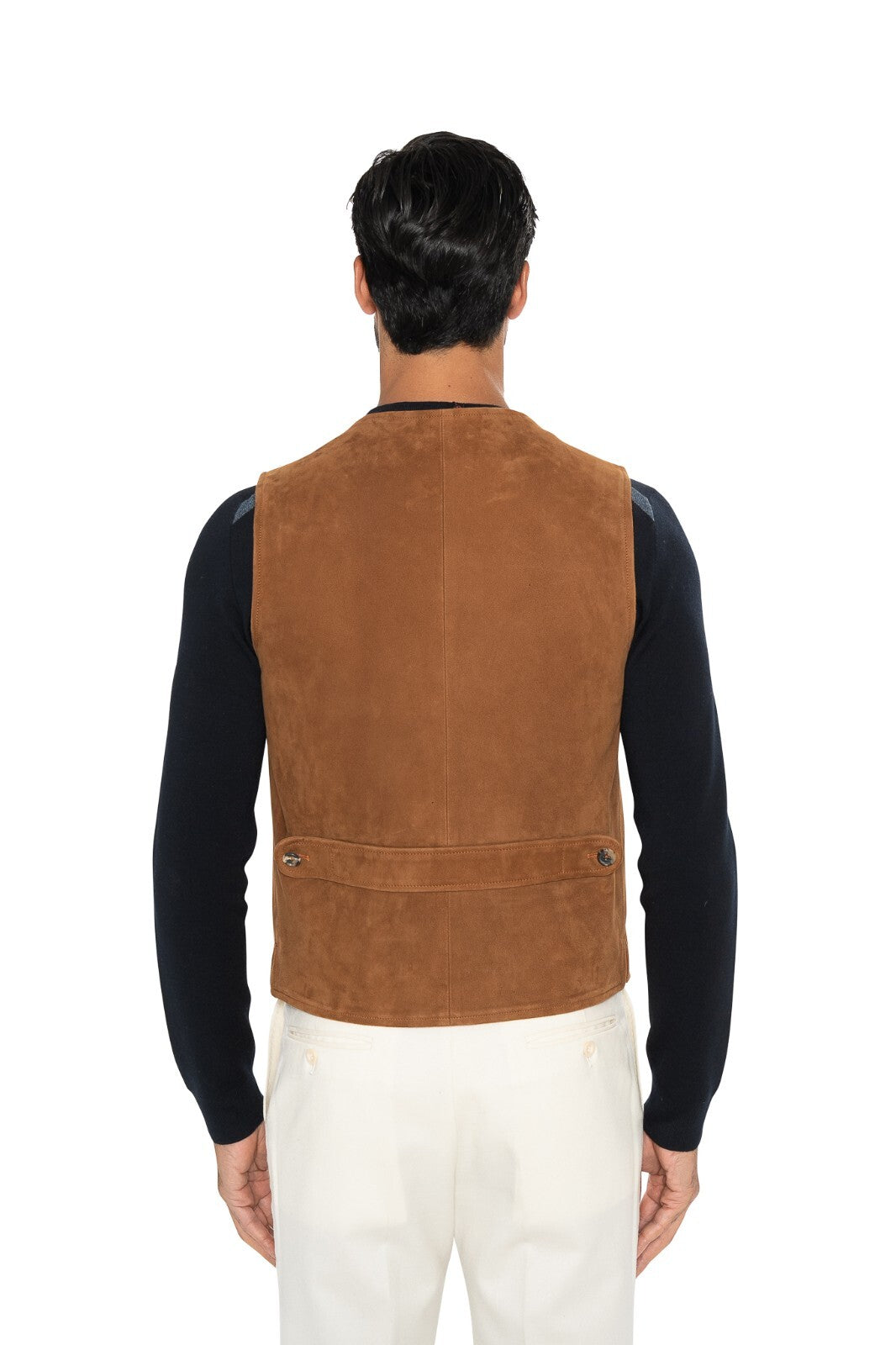 4300$ ISAIA NAPOLI Brown Vest Jacket Lambskin Suede Leather 38 US / 48 EU