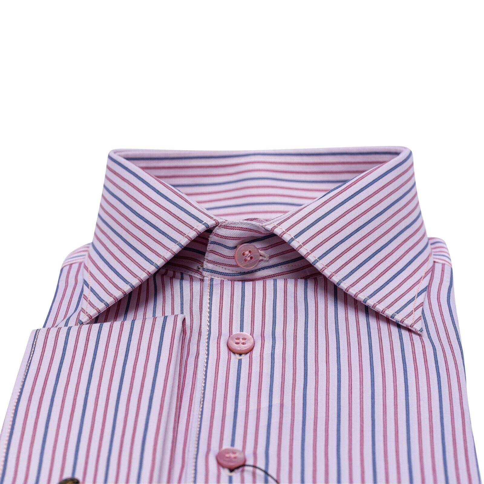 690$ LUXURY GERLIN Shirt Striped Dark Pink Cotton Twill 2E ZILLI