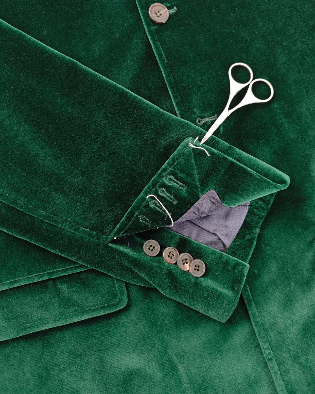 $1960 RUBINACCI NAPOLI "Vienna" Bottle Green 5 Buttons Guru Jacket Velvet Cotton