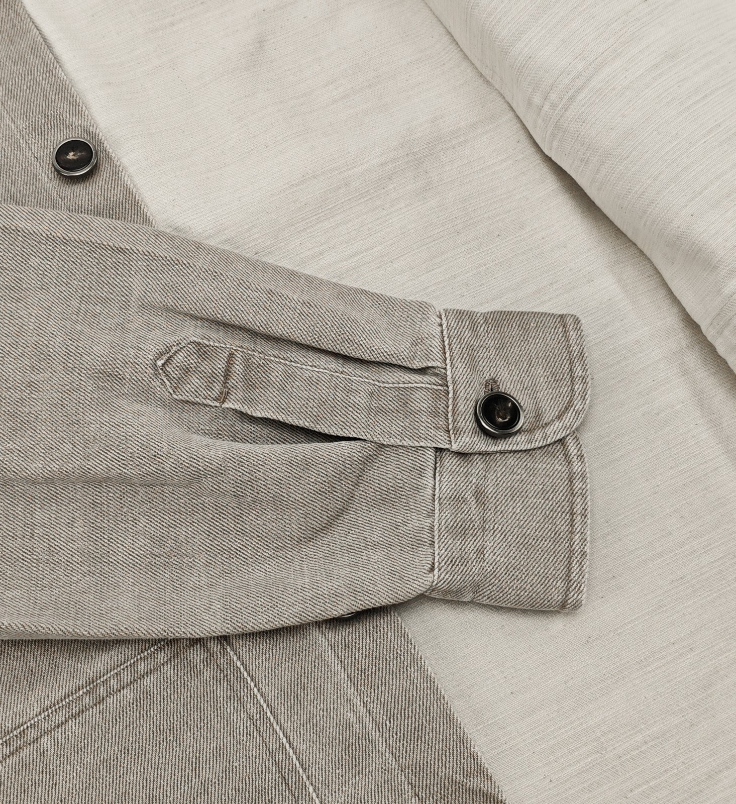 $1250 ISAIA NAPOLI Light Beige Hand-Sewn Overshirt Jacket Denim Cotton Size XXL