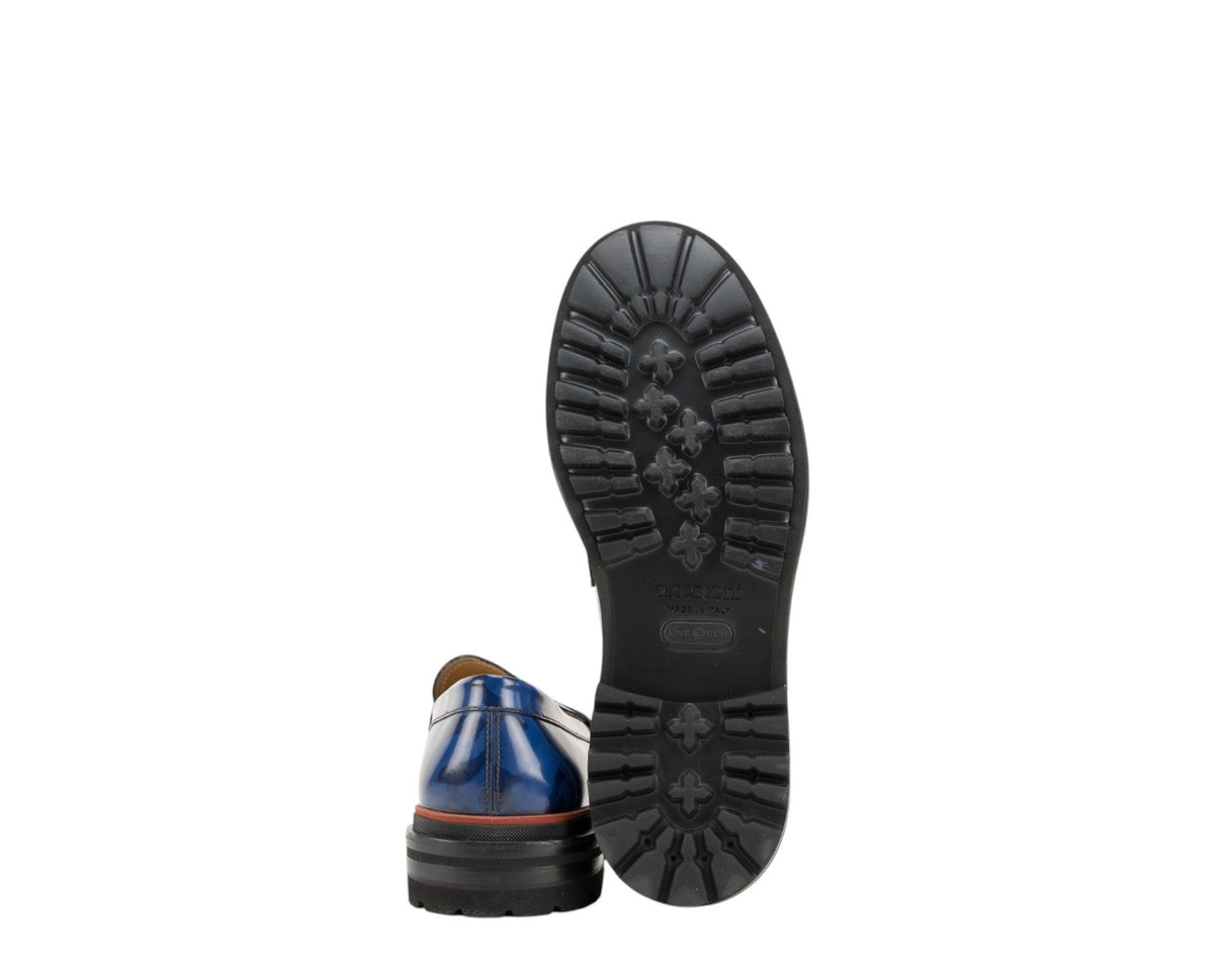 1050$ TESTONI Penny Loafers Shoes Camouflage Calf Navy 8 UK / 9 US / 42 IT