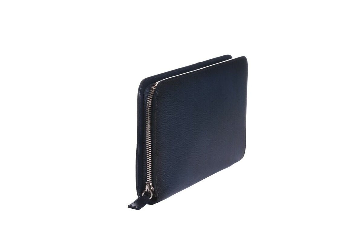 ARALDI MILANO 1930 Ocean Blue TAMPONATO Leather Clutch Bag Travel Wallet Handbag