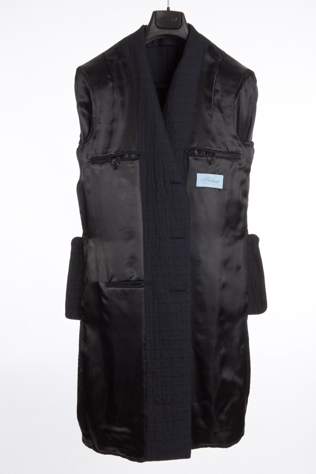$2590 BELVEST Dark Blue Wool Quilted Coat 40 US / 50 EU Drop 8R Slim Fit