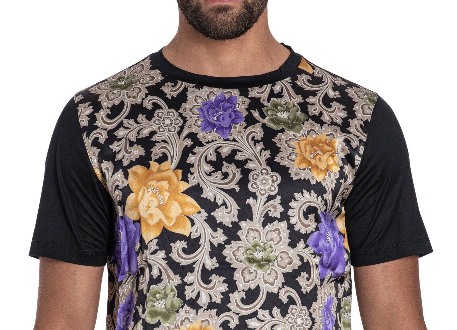 LUXURY 1100$ GERLIN T-Shirt Floral Silk / Cotton Lisle Size M BIJAN