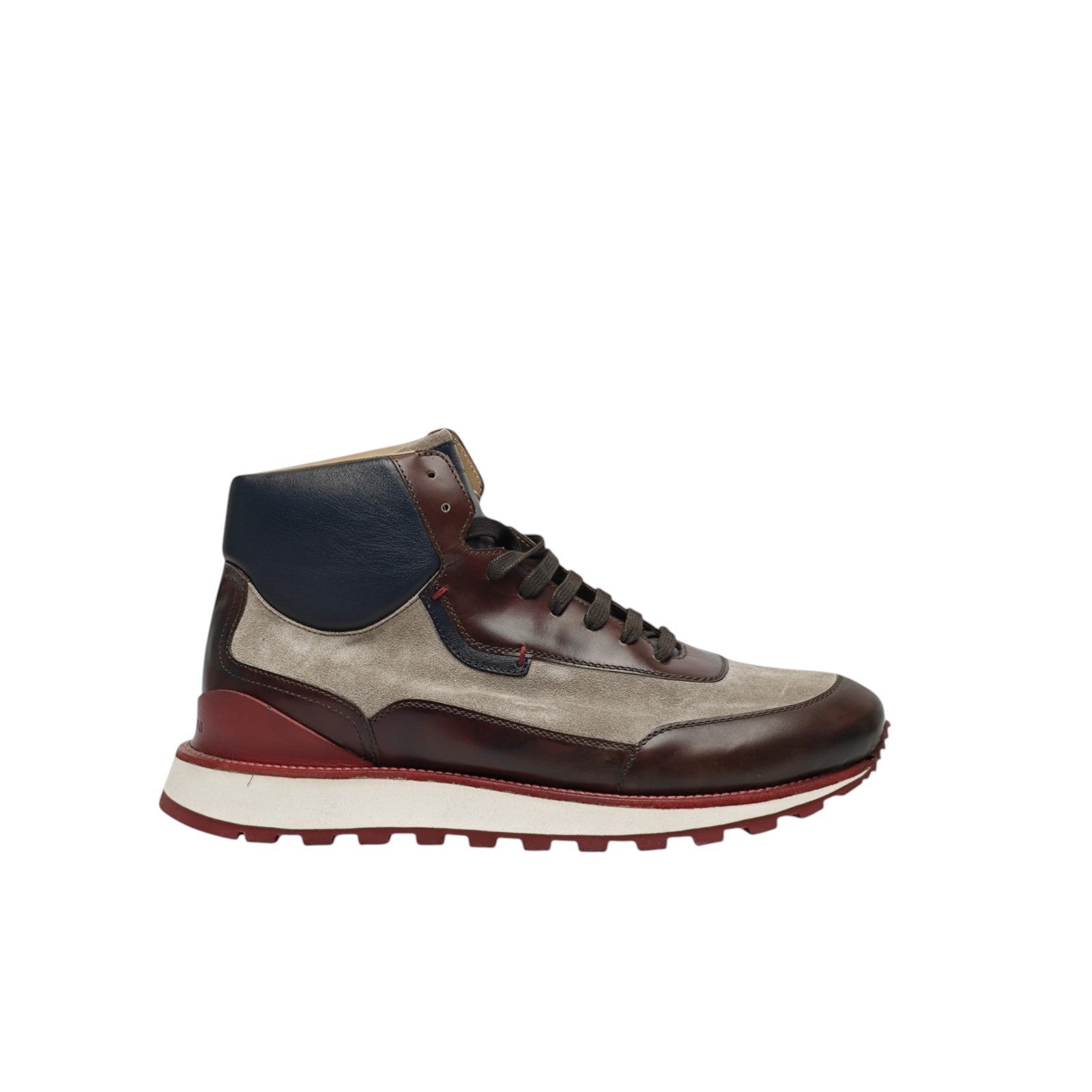 1200$ TESTONI "Piuma" Sport Mid Cut Sneaker Suede + Calf 8 UK / 9 US / 42 IT