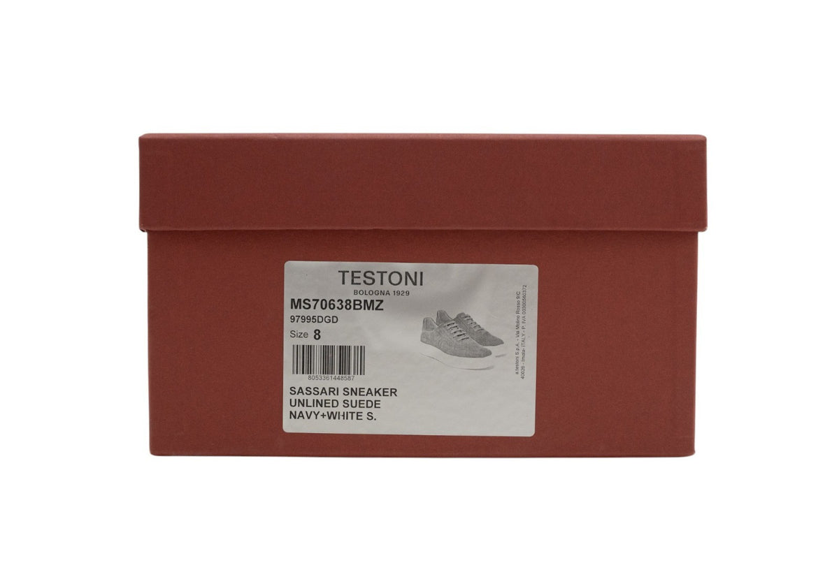 850$ TESTONI "Sassari" Sneaker Shoes Unlined Suede Navy 8 UK / 9 US / 42 IT
