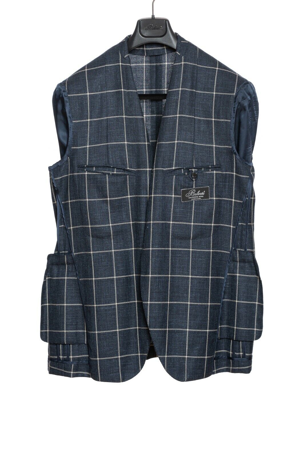 2200$ BELVEST Jacket Blue Checks Wool Silk Linen Drop 7 JACKETINTHEBOX Edition
