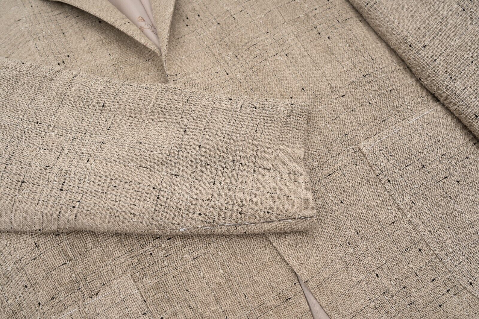 $1500 EIDOS by ISAIA NAPOLI Beige Jacket Sport Coat Irish Linen
