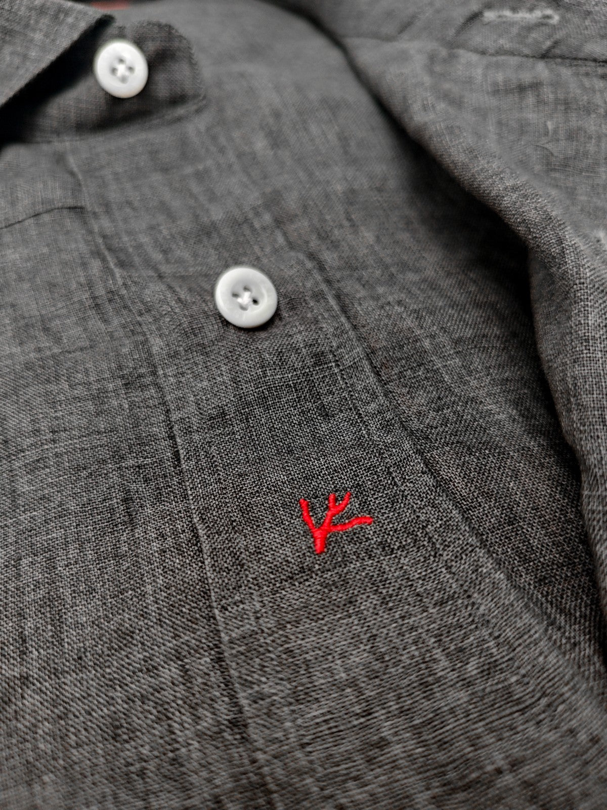 815$ ISAIA NAPOLI "Mix" Gray Dress Shirt Hand-Sewn 100% Linen 18 - 45