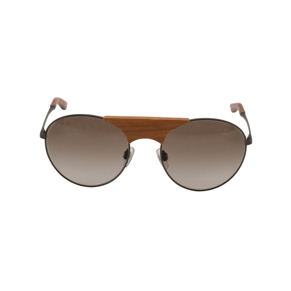 520$ GIORGIO ARMANI Sunglasses Wood Bridge Round Metal Aviator Brown