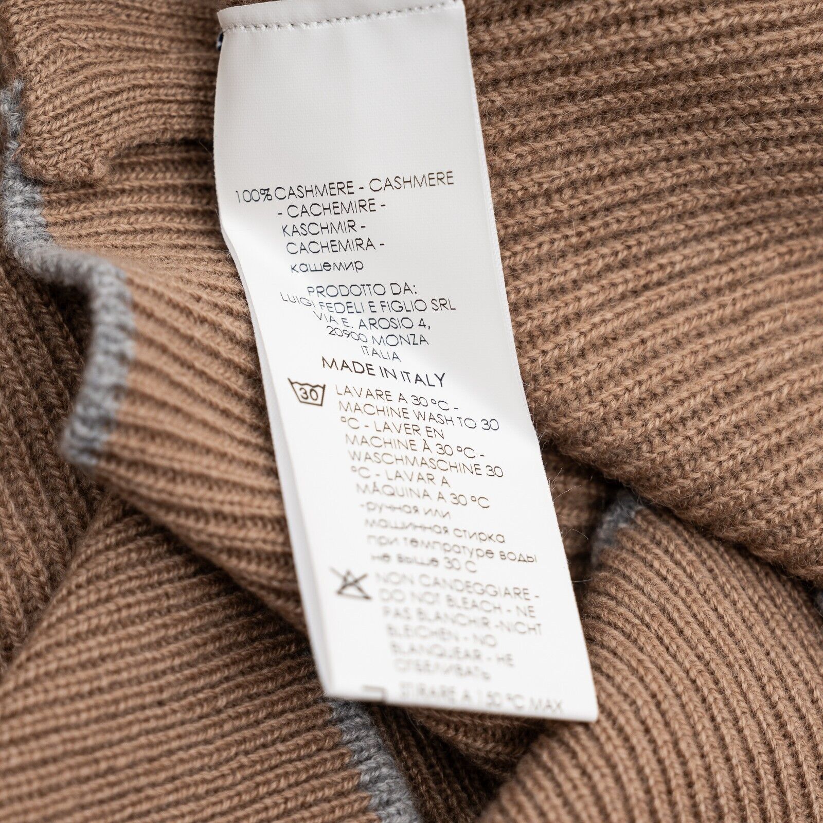 $2200 FEDELI "One Open" Beige Cardigan Sweater Zip 100% Cashmere 40 US / 50 EU