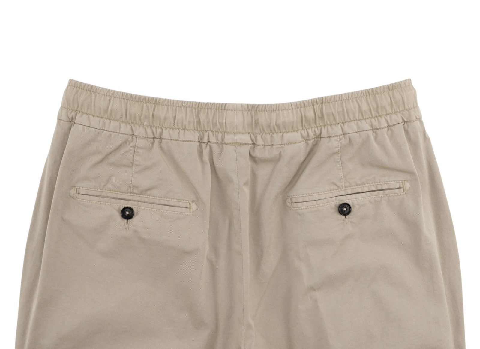 1050$ ISAIA NAPOLI "Comfort Project" Beige Drawstring Pant Cotton Tapered Fit