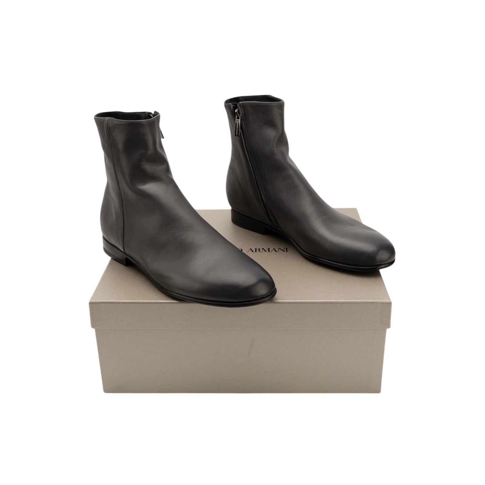 1655$ GIORGIO ARMANI Black Label Ankle Boot Shoes London Smoke Calfskin