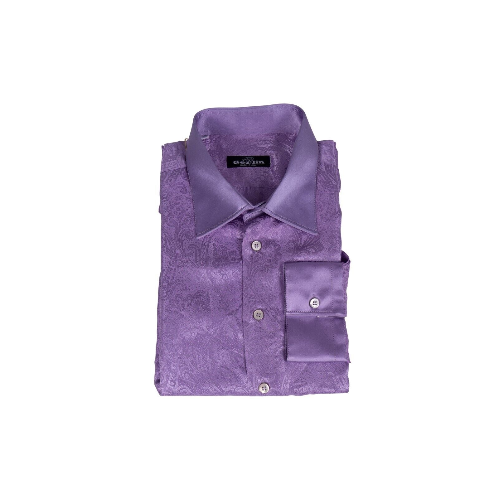 1400$ LUXURY GERLIN Shirt Jacquard Paisley 100% Silk 15.75 - 40  BIJAN
